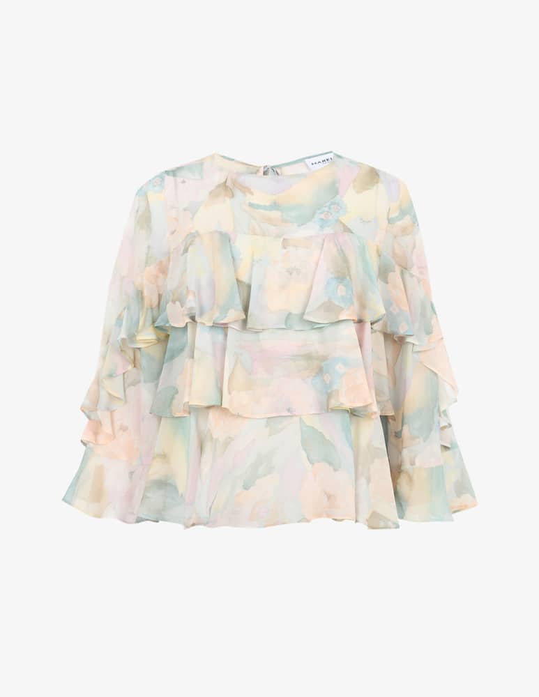 rinascente Marella Watercolour ruffle blouse