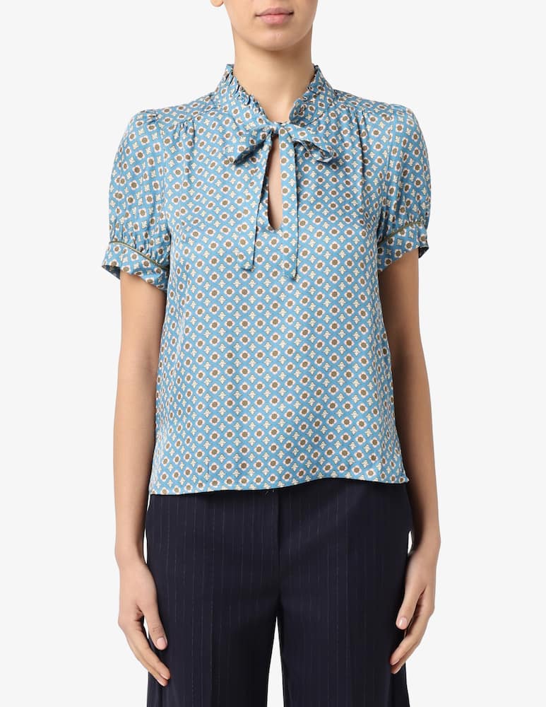rinascente iBlues Printed tie neck blouse