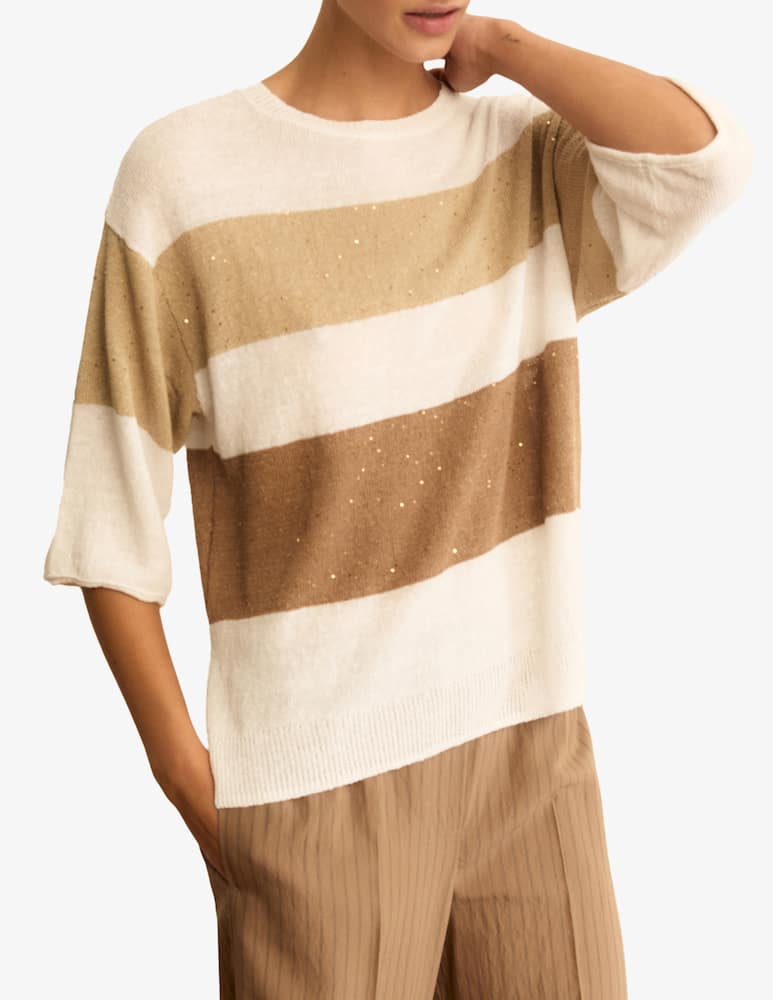 rinascente EMME Maglia righe lino con paillettes