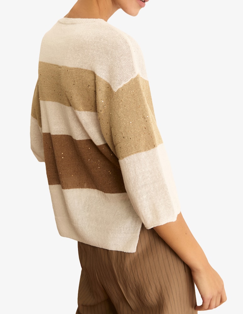 rinascente EMME Maglia righe lino con paillettes