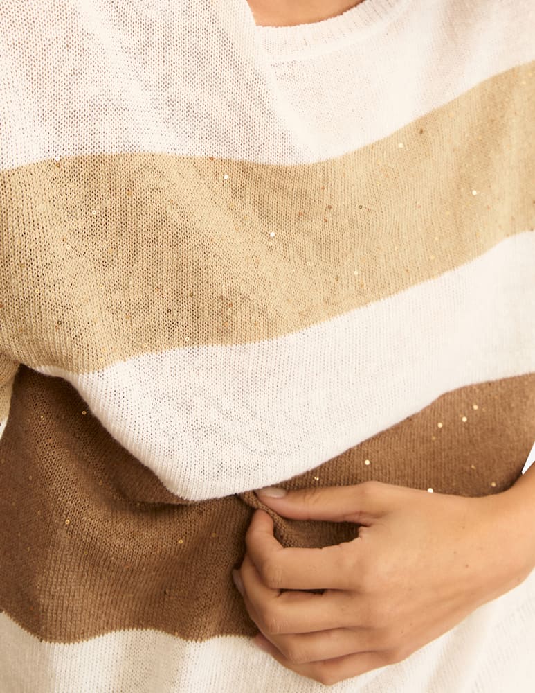 rinascente EMME Maglia righe lino con paillettes