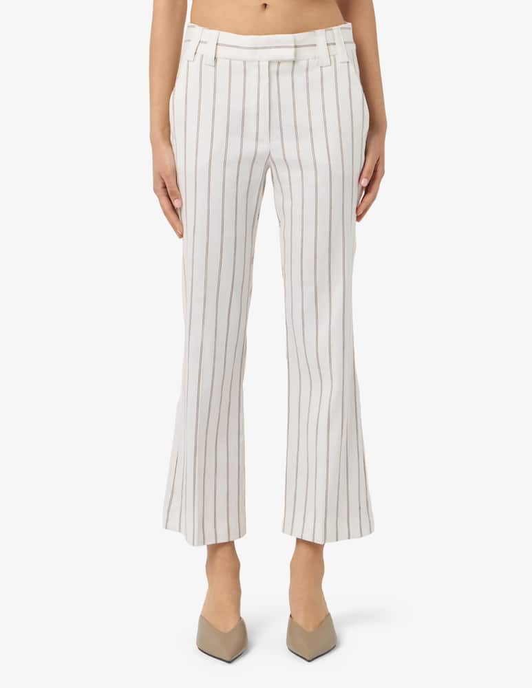 rinascente Marella Pantalone gessato in lino e cotone