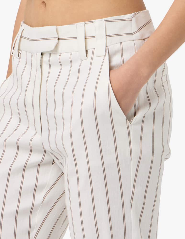 rinascente Marella Pantalone gessato in lino e cotone