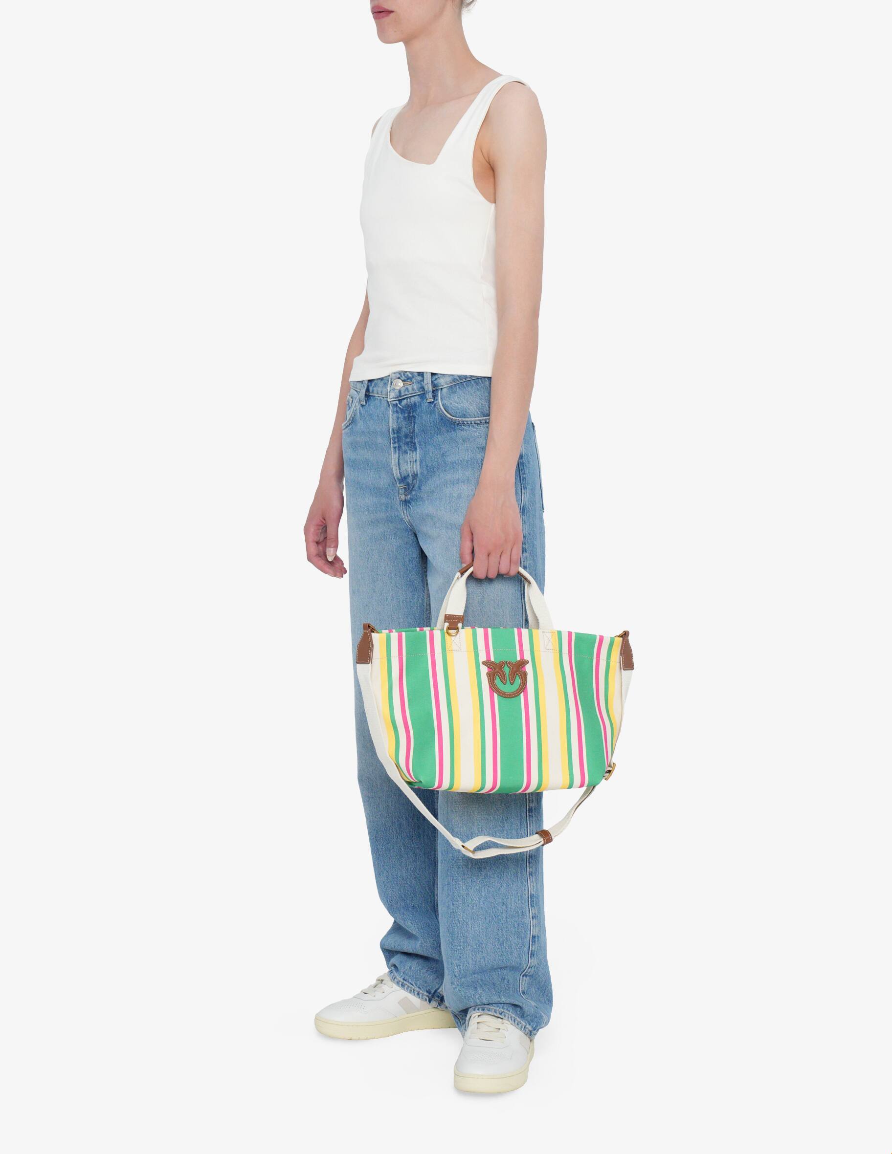 Shop Pinko Striped tote bag on Rinascente