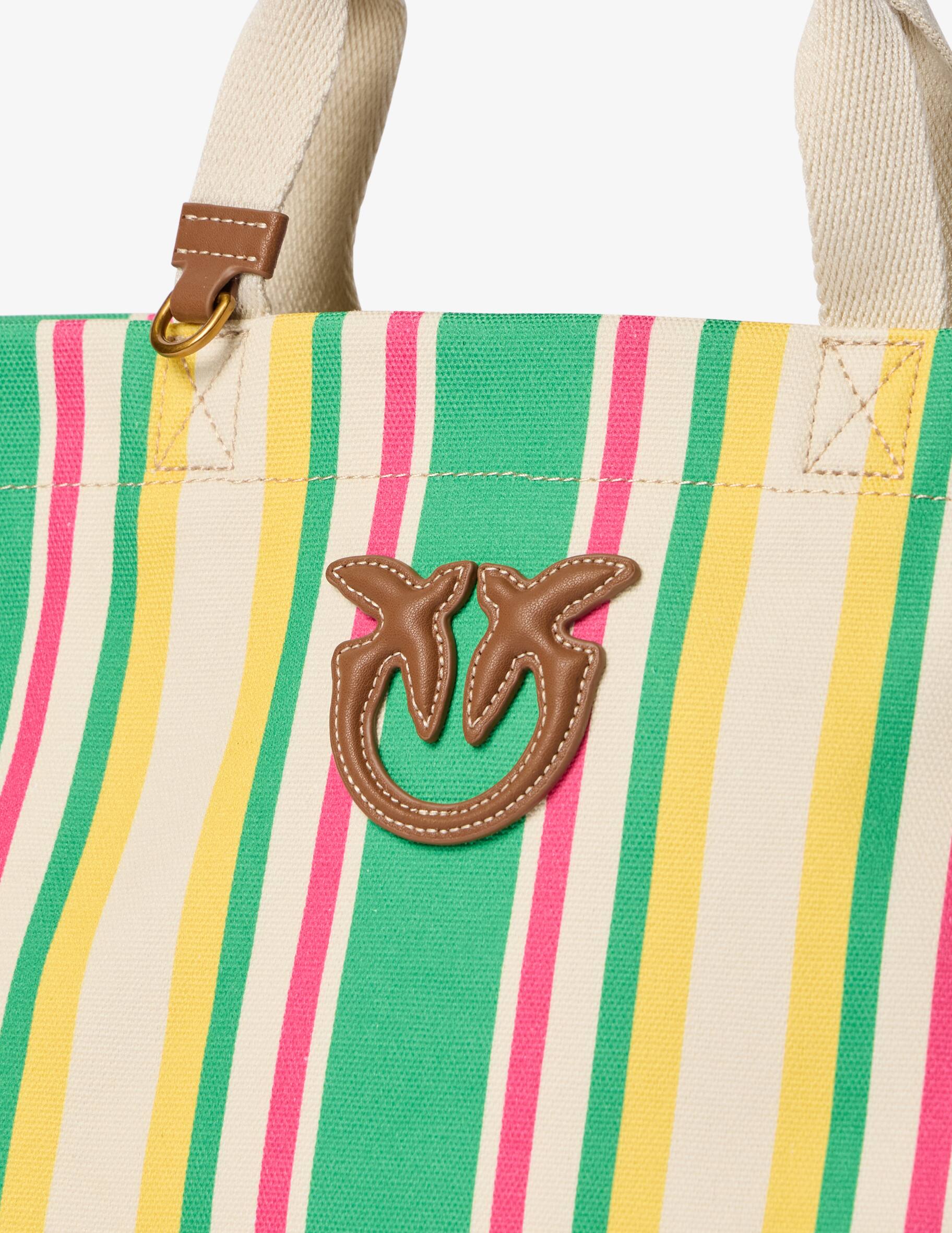 トートバッグ PINKO Maxi stripes shopping bag Multicolor PINKO Striped Canvas Tote Bag | Green | FARFETCH