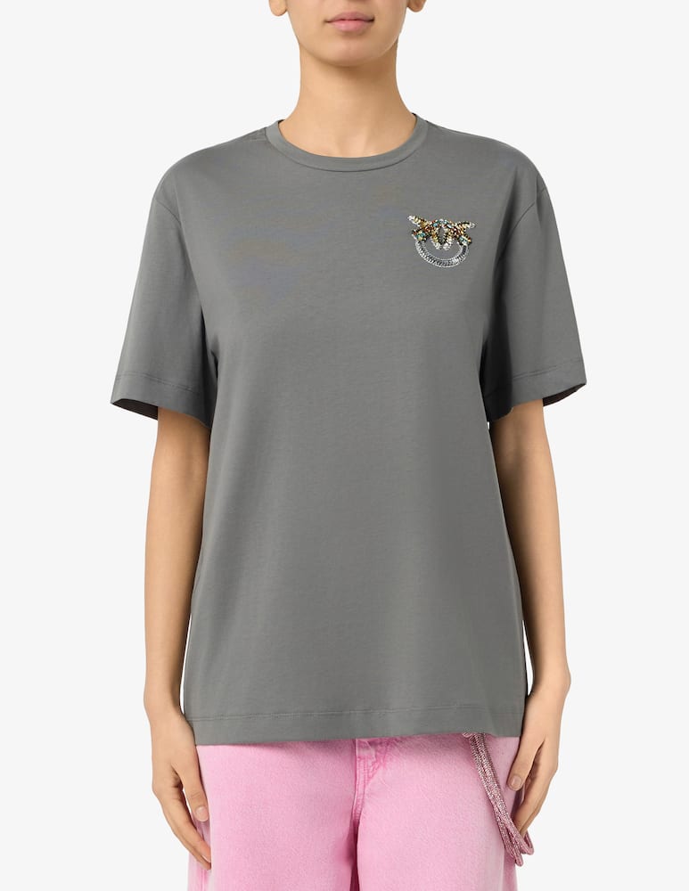 rinascente Pinko Beaded logo jersey t-shirt