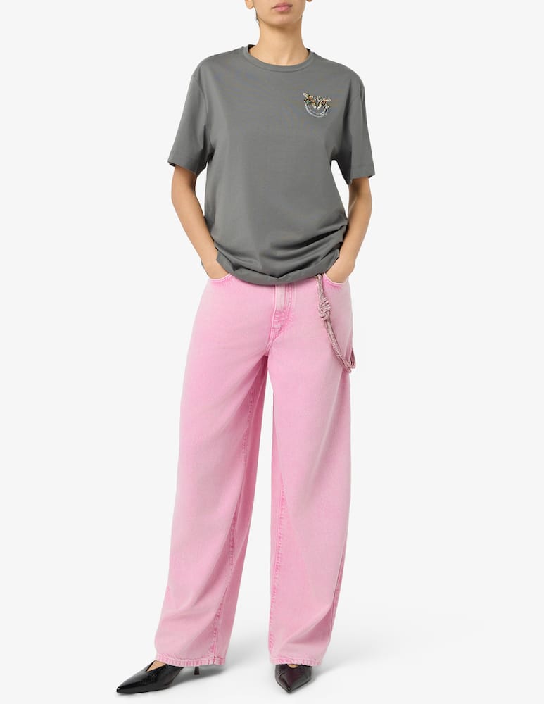 rinascente Pinko Beaded logo jersey t-shirt