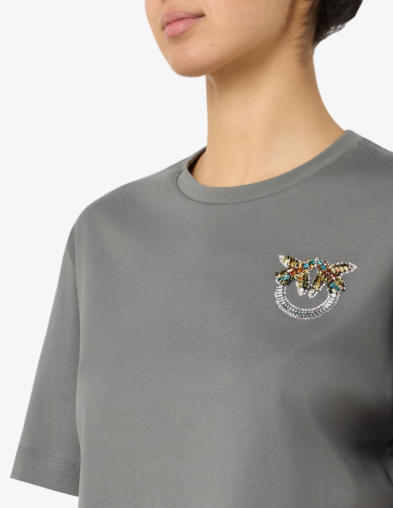 rinascente Pinko Beaded logo jersey t-shirt