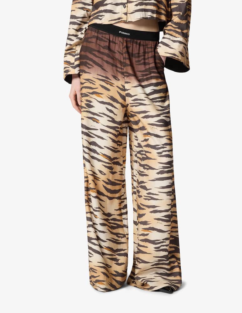 rinascente Pinko Pantaloni twill stampa animalier