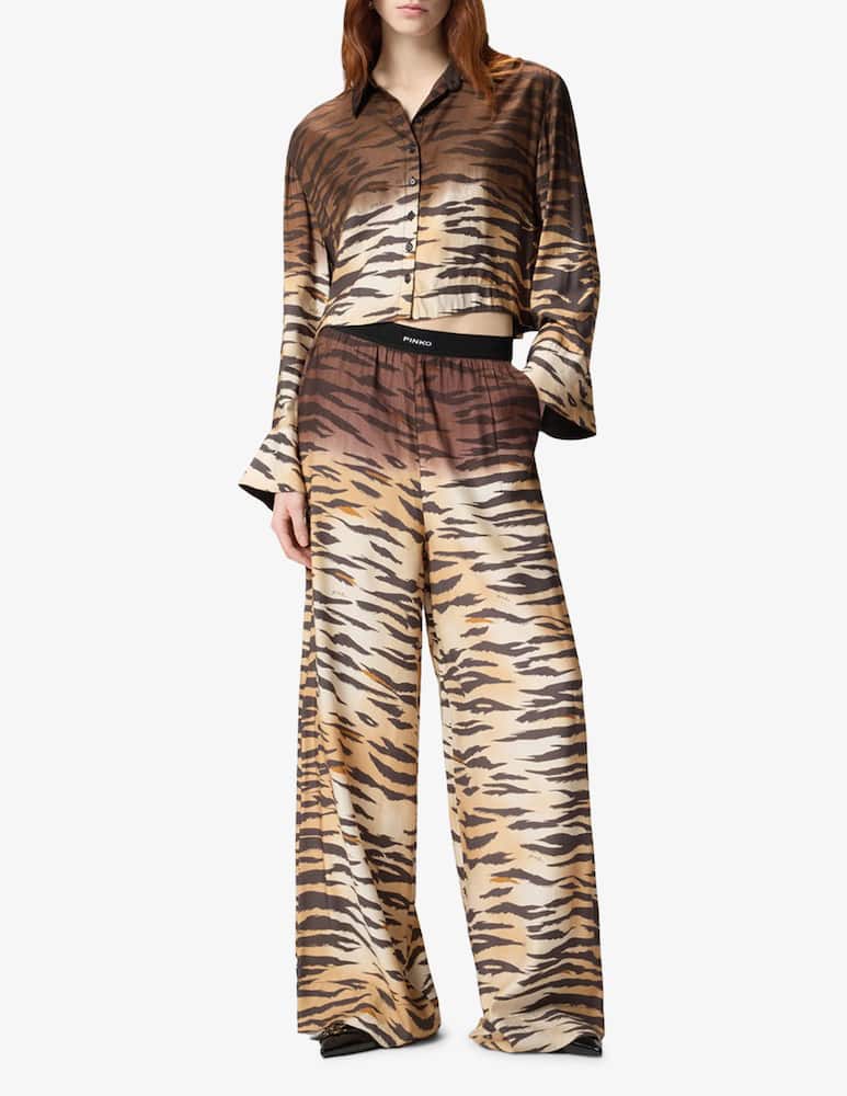 rinascente Pinko Pantaloni twill stampa animalier