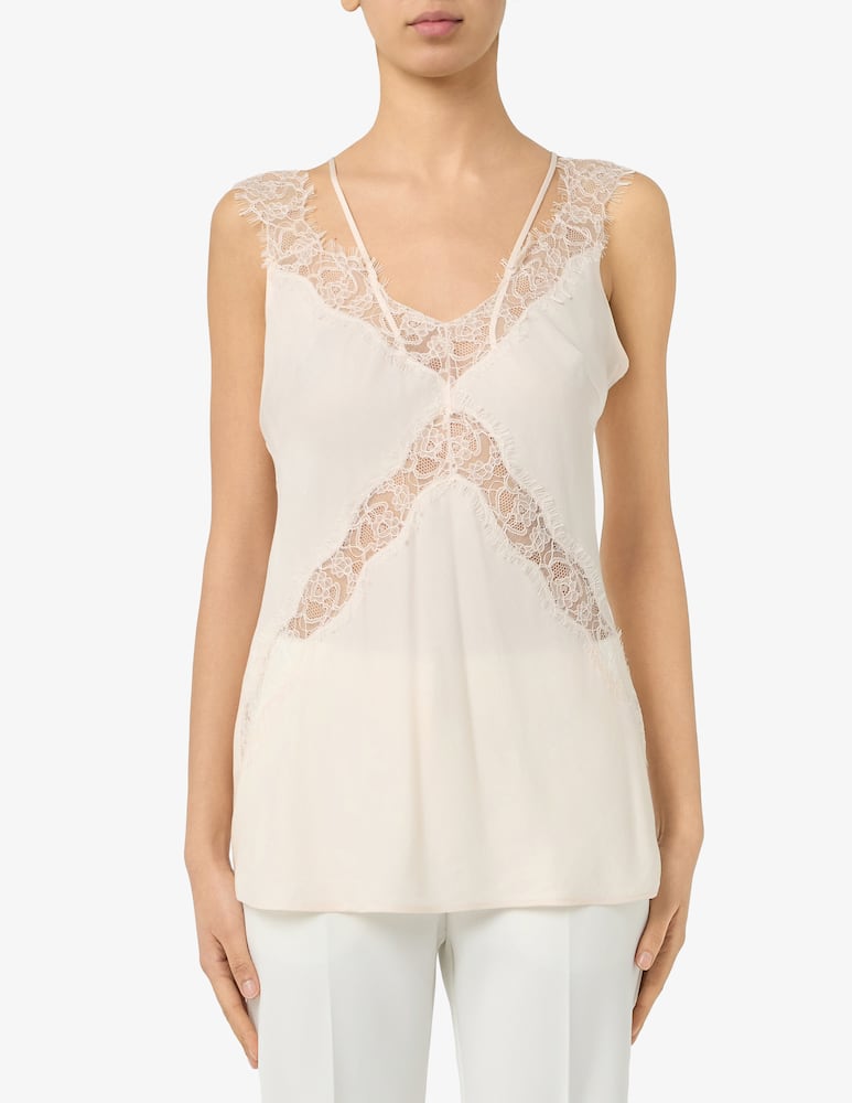 rinascente Pinko Top twill con pizzo Lydia