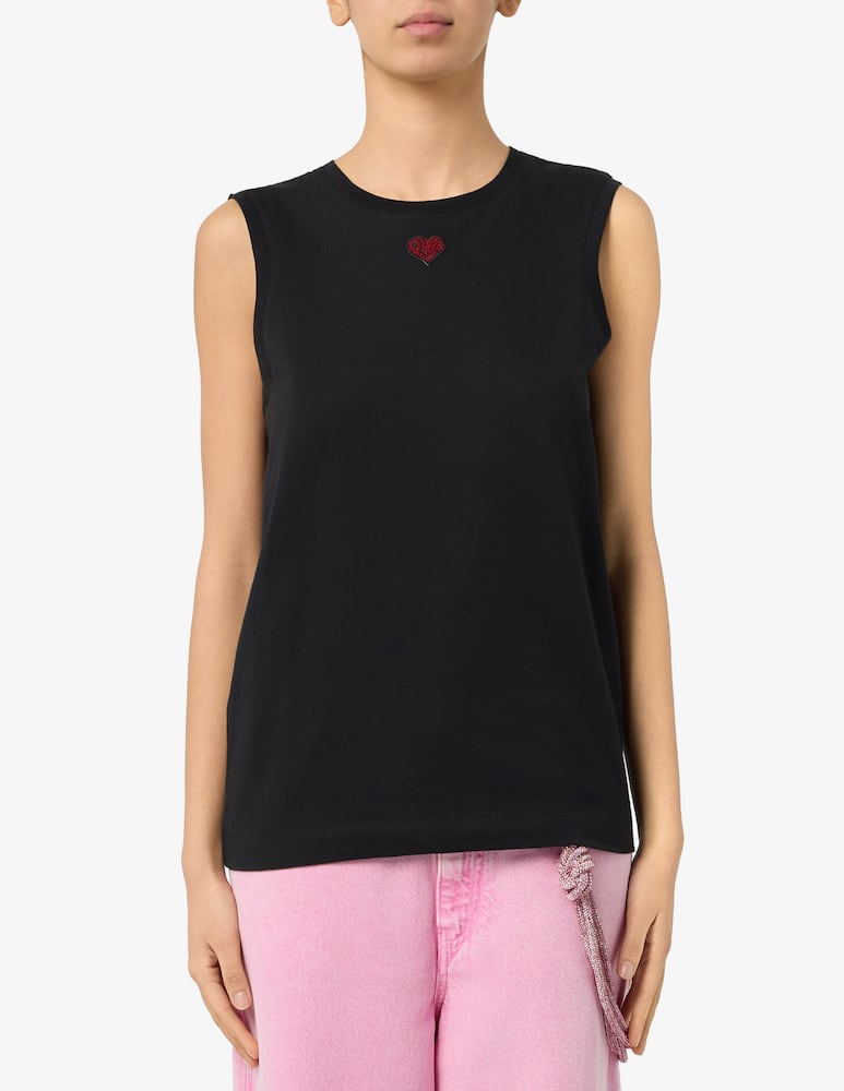Pinko Casimiro cotton jersey vest with embroidery - picture 1 Pinko Casimiro cotton jersey vest with embroidery - picture 1