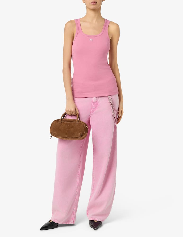 rinascente Pinko Canottiera in costina cotone logo