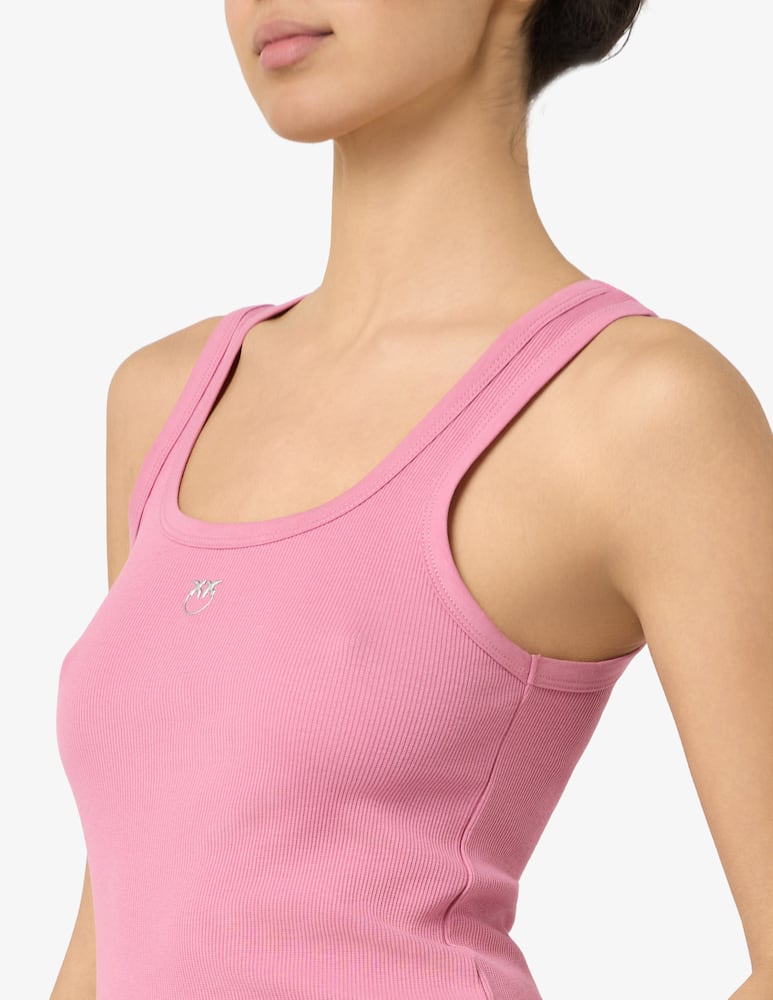 rinascente Pinko Canottiera in costina cotone logo