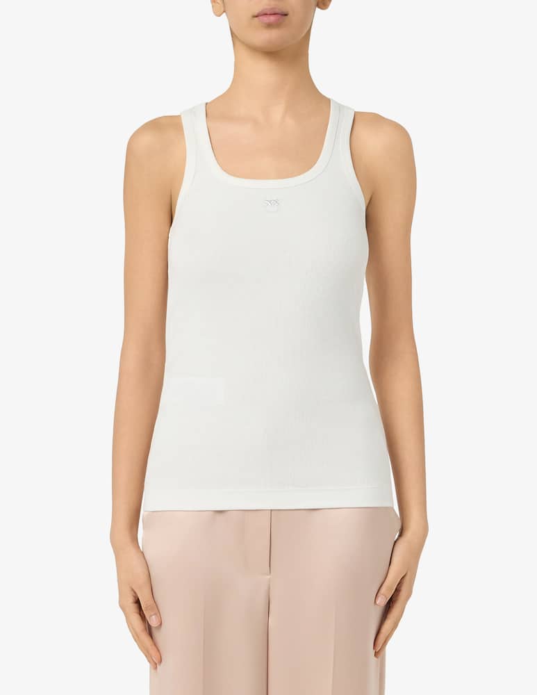 Pinko Ribbed cotton logo tank top - picture 1 Pinko Ribbed cotton logo tank top - picture 1