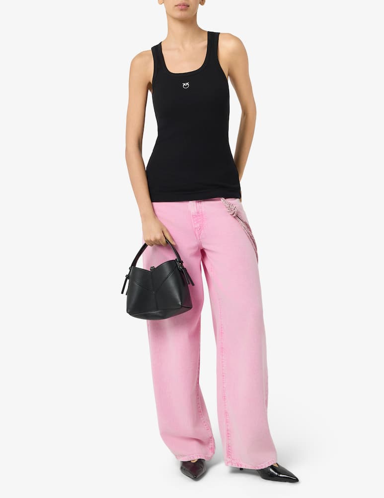 rinascente Pinko Canottiera costina cotone logo