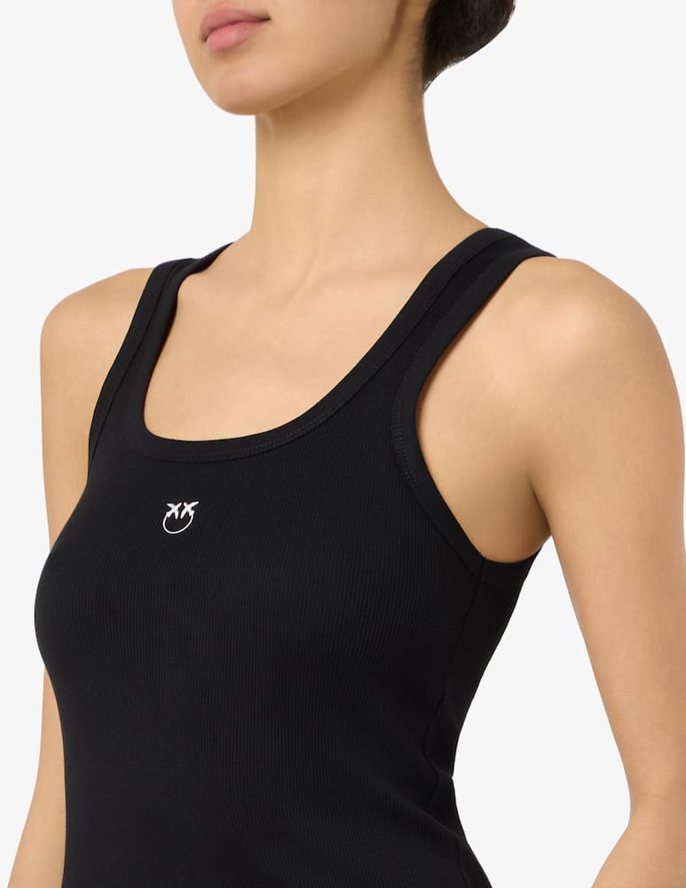 rinascente Pinko Canottiera costina cotone logo
