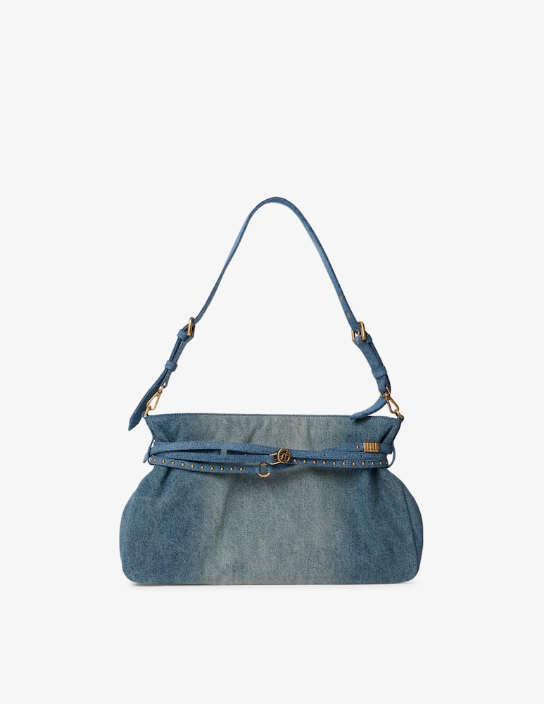 rinascente Pinko Borsa a spalla in jeans con dettaglio cintura