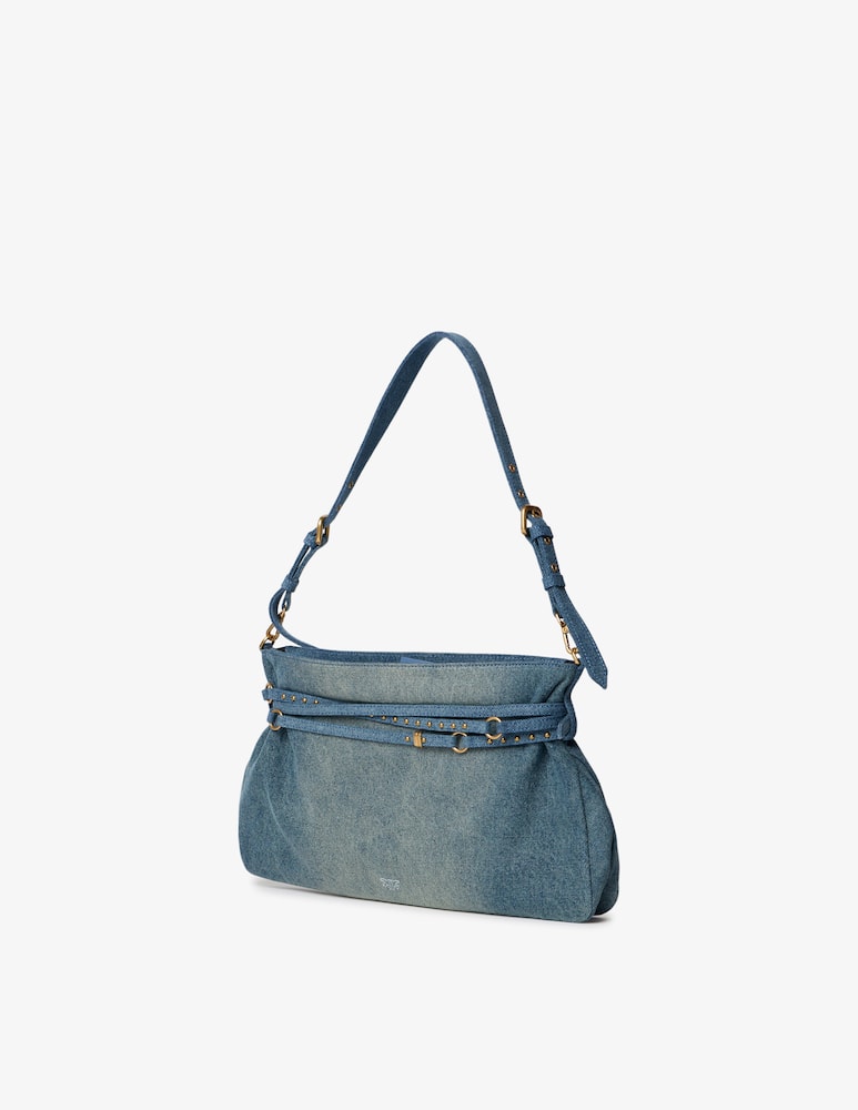 rinascente Pinko Borsa a spalla in jeans con dettaglio cintura