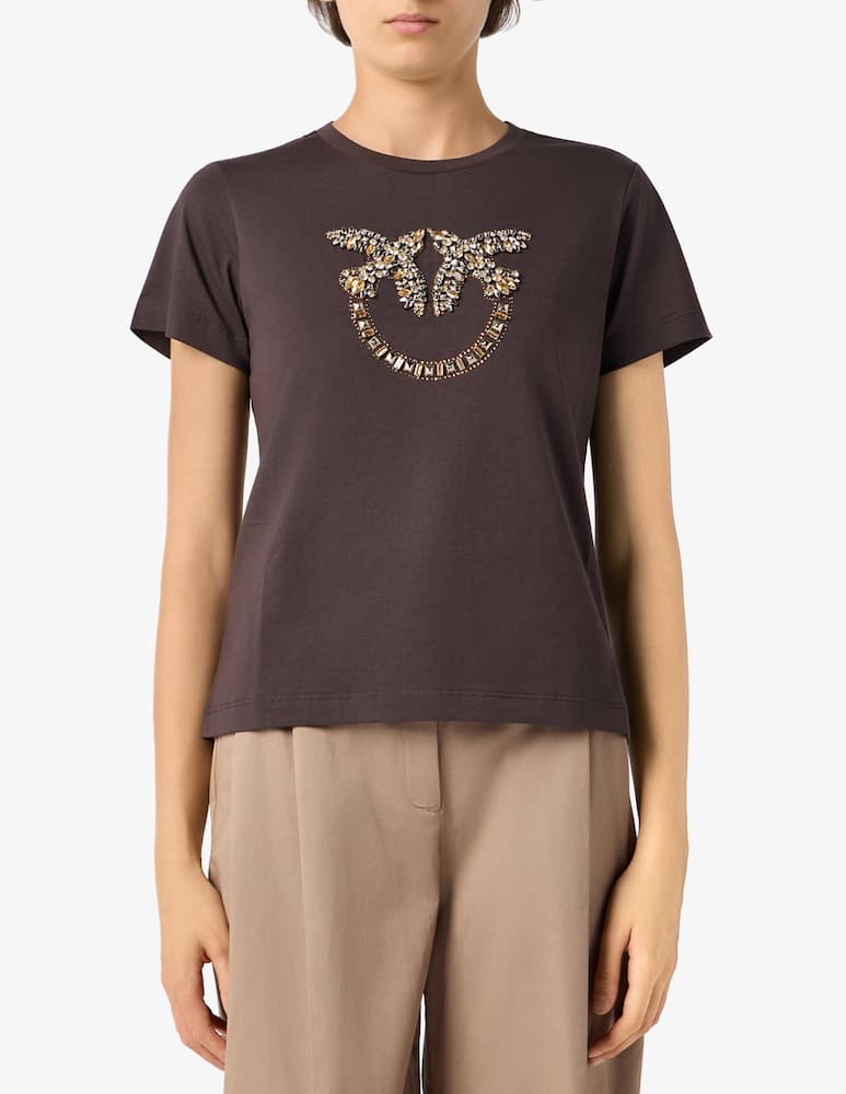 rinascente Pinko T-shirt in jersey con ricamo logo Quentin 