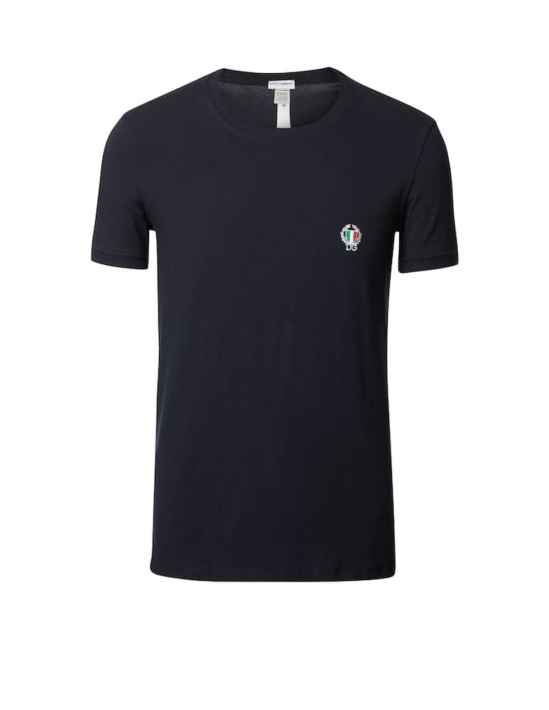 Dolce & Gabbana T-shirt girocollo in cotone stretch - immagine 1 Dolce & Gabbana T-shirt girocollo in cotone stretch - immagine 1