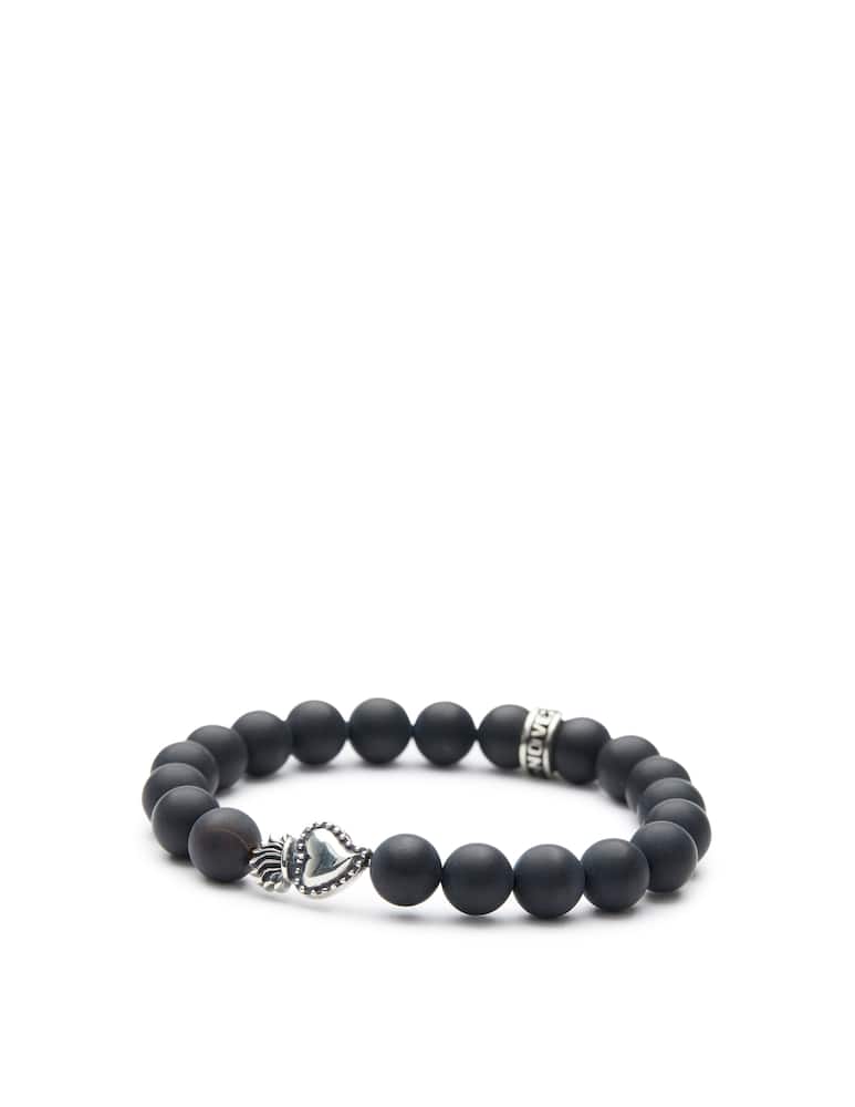 NOVE25 Bracciale onice opaca 080 e cuore ex-voto - immagine 1 NOVE25 Bracciale onice opaca 080 e cuore ex-voto - immagine 1