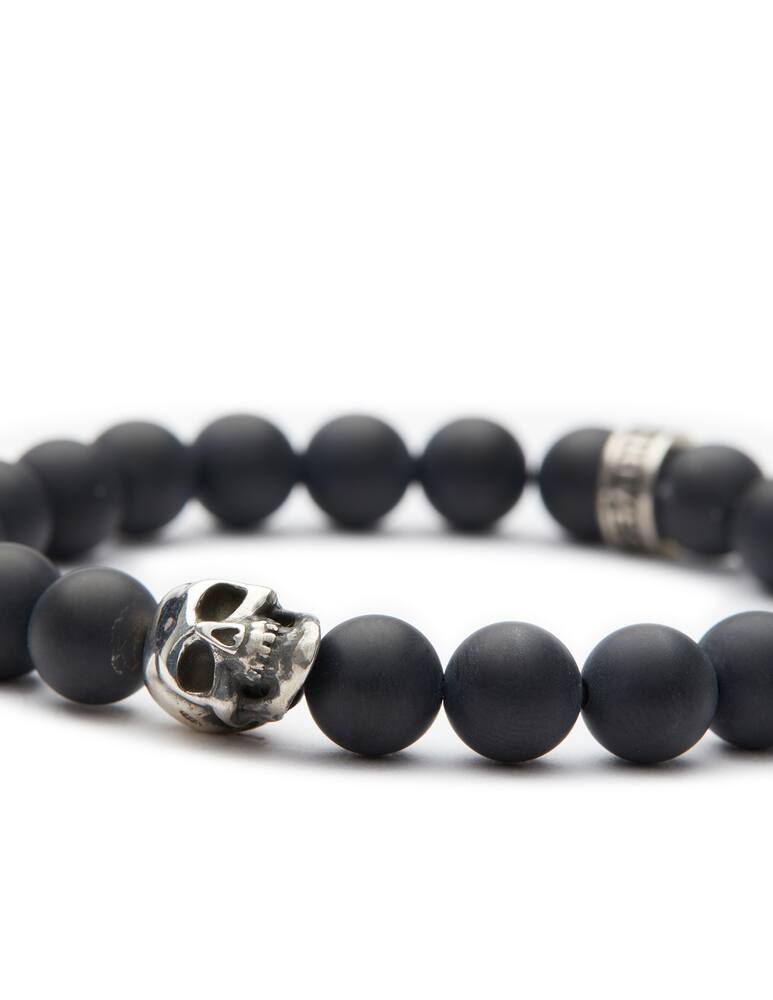 rinascente NOVE25 Bracciale onice opaca 080 e teschio piccolo
