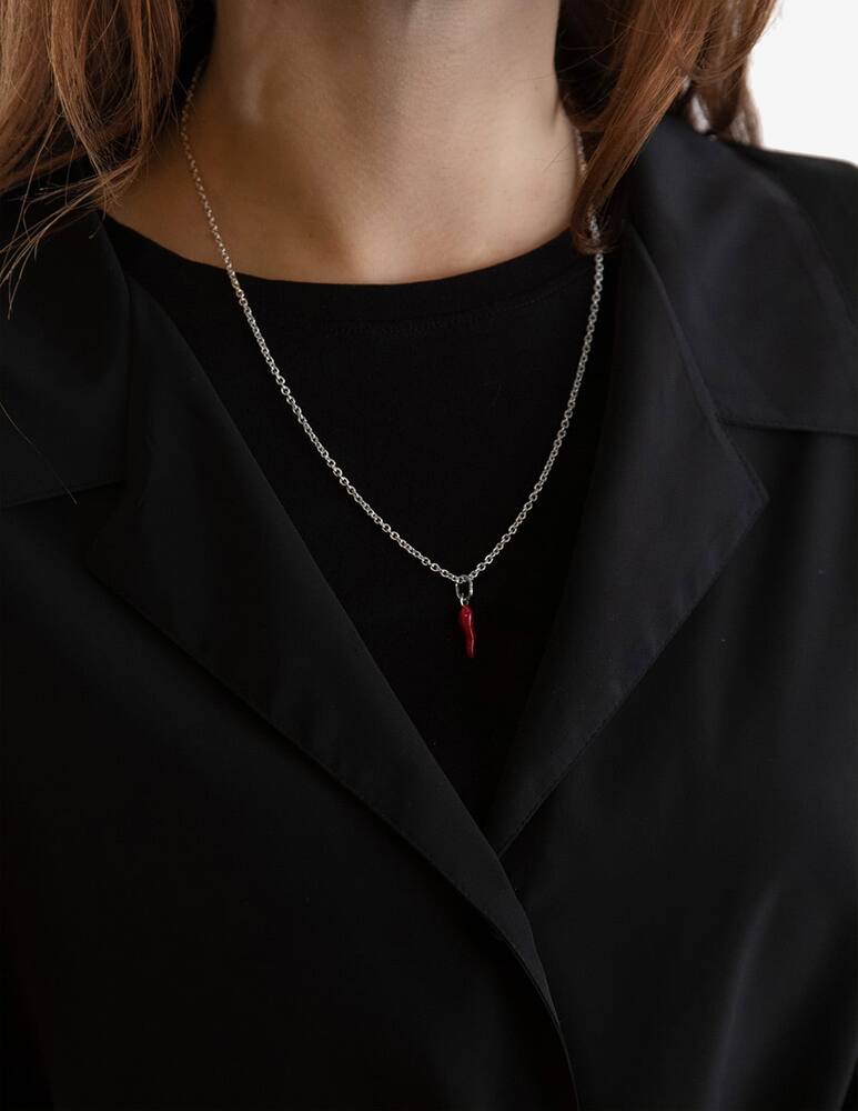 rinascente NOVE25 Pendente corno rosso smaltato - Argento