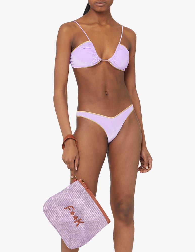 rinascente F**K Medium raffia clutch bag