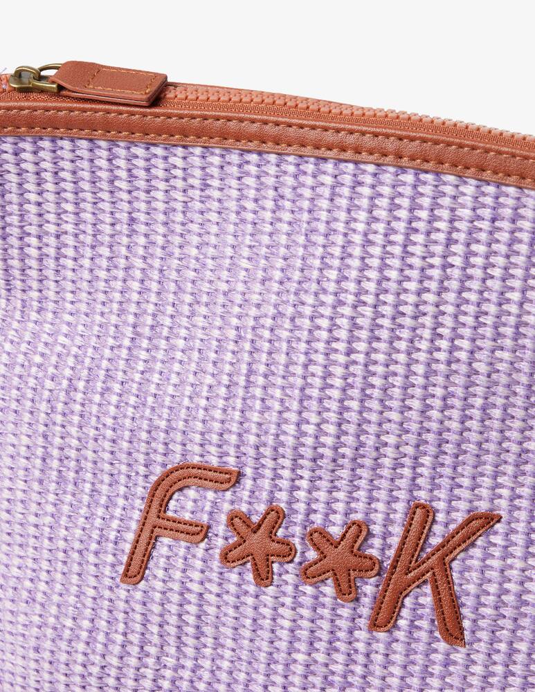 rinascente F**K Medium raffia clutch bag