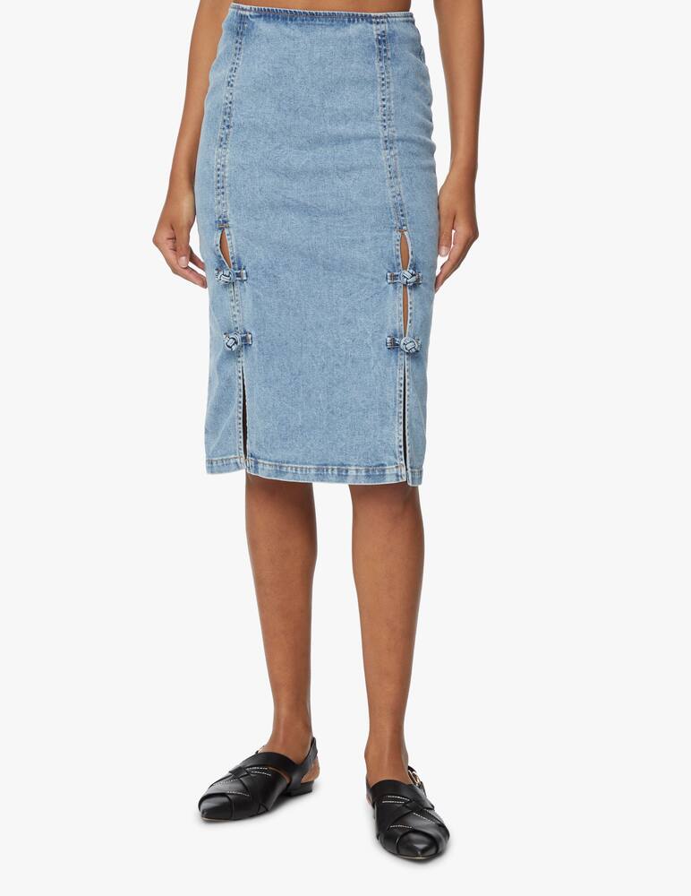 rinascente Opening Ceremony Denim midi skirt with asian button - blue