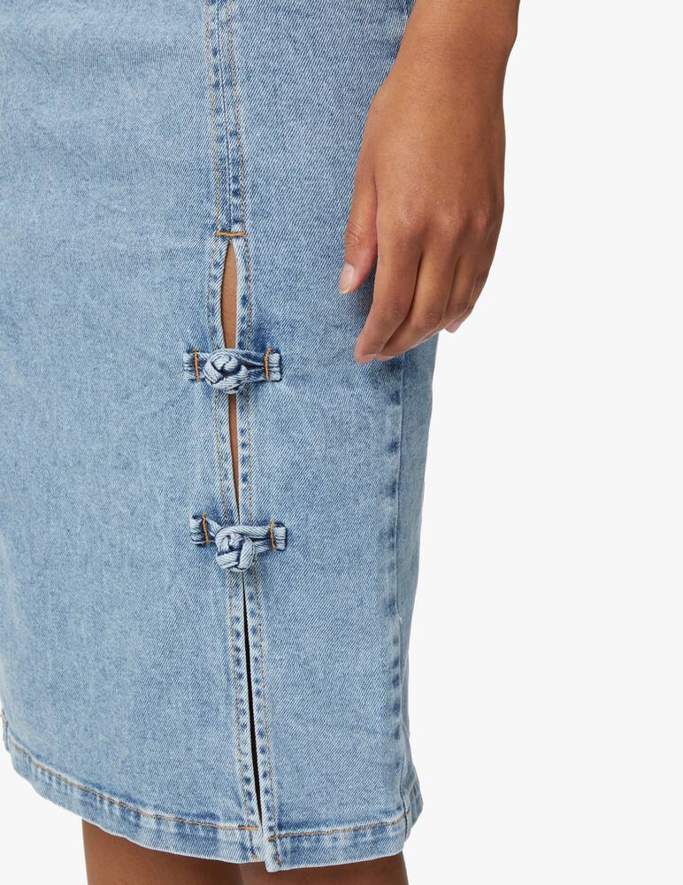 rinascente Opening Ceremony Denim midi skirt with asian button - blue