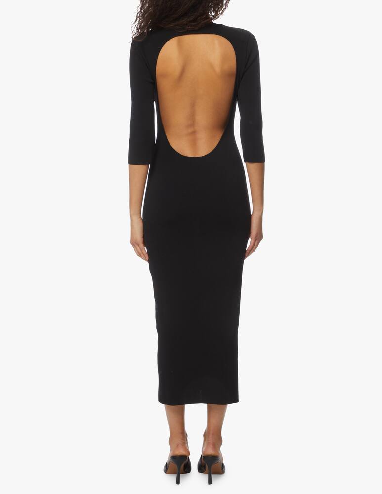 rinascente DROMe Vestito midi a girocollo e manica a 3/4 con lungo spacco - Nero