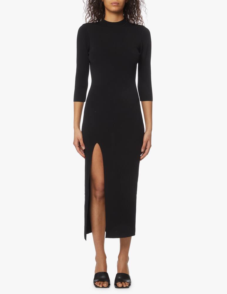 DROMe Midi dress with round neck and 3/4 sleeves with long slit - picture 2 DROMe Midi dress with round neck and 3/4 sleeves with long slit - picture 2