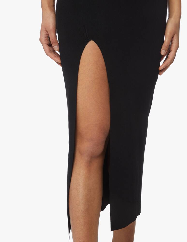 rinascente DROMe Vestito midi a girocollo e manica a 3/4 con lungo spacco - Nero