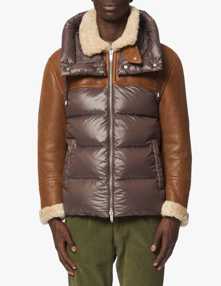 rinascente DROMe Piumino inserti in pelle con pelliccia - Marrone