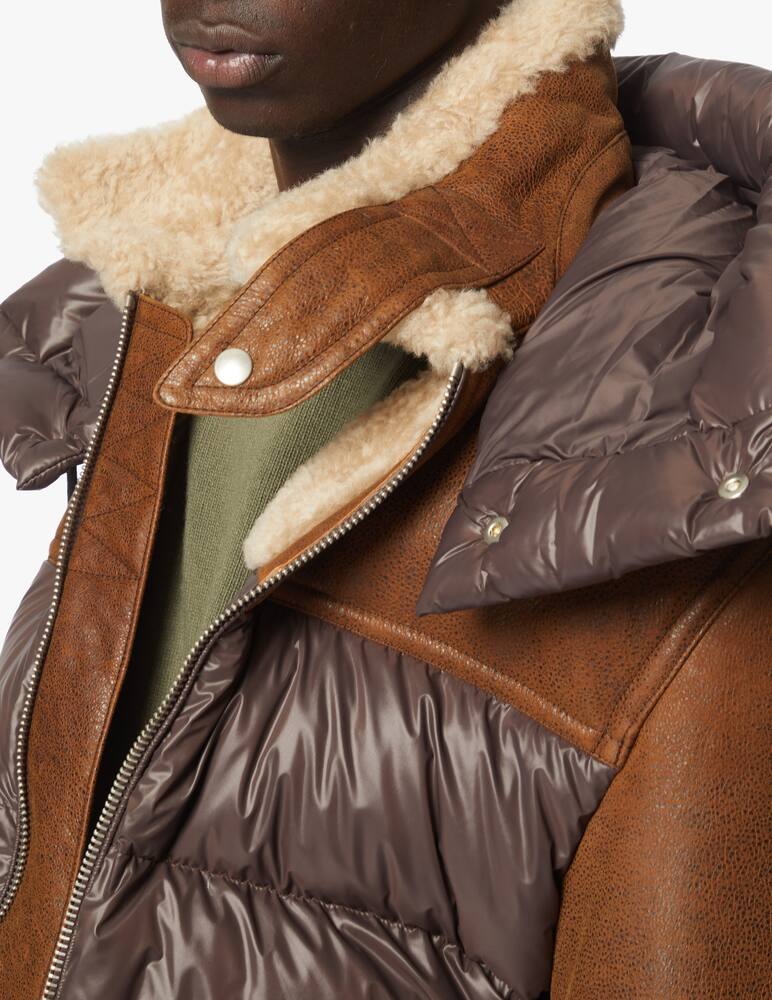 rinascente DROMe Piumino inserti in pelle con pelliccia - Marrone