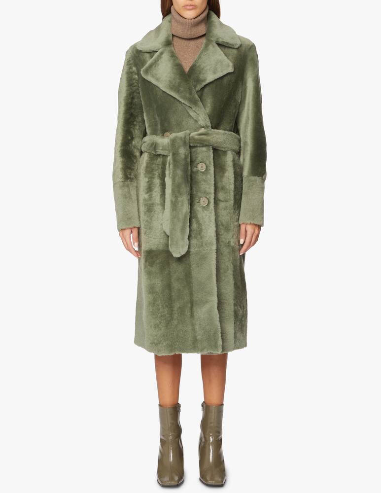 rinascente DROMe Cappotto di pelle classico con cintura - Verde