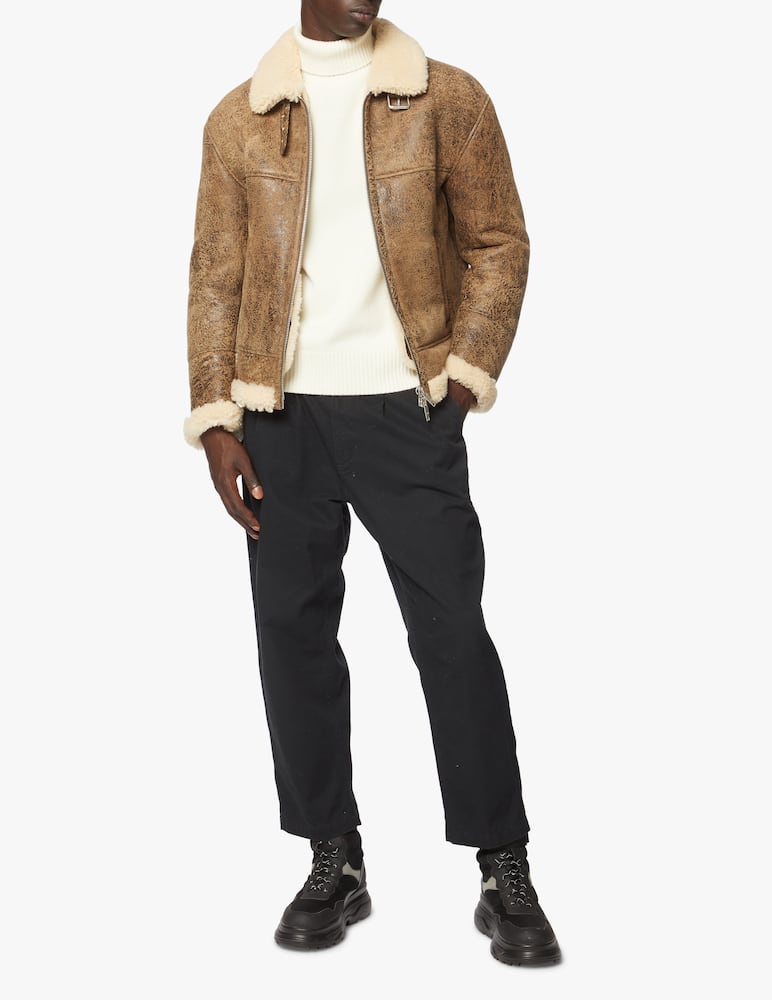 rinascente DROMe Giacca in pelle da aviatore con pelliccia - Marrone