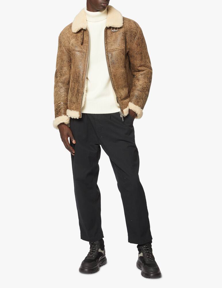 rinascente DROMe Giacca in pelle da aviatore con pelliccia - Marrone