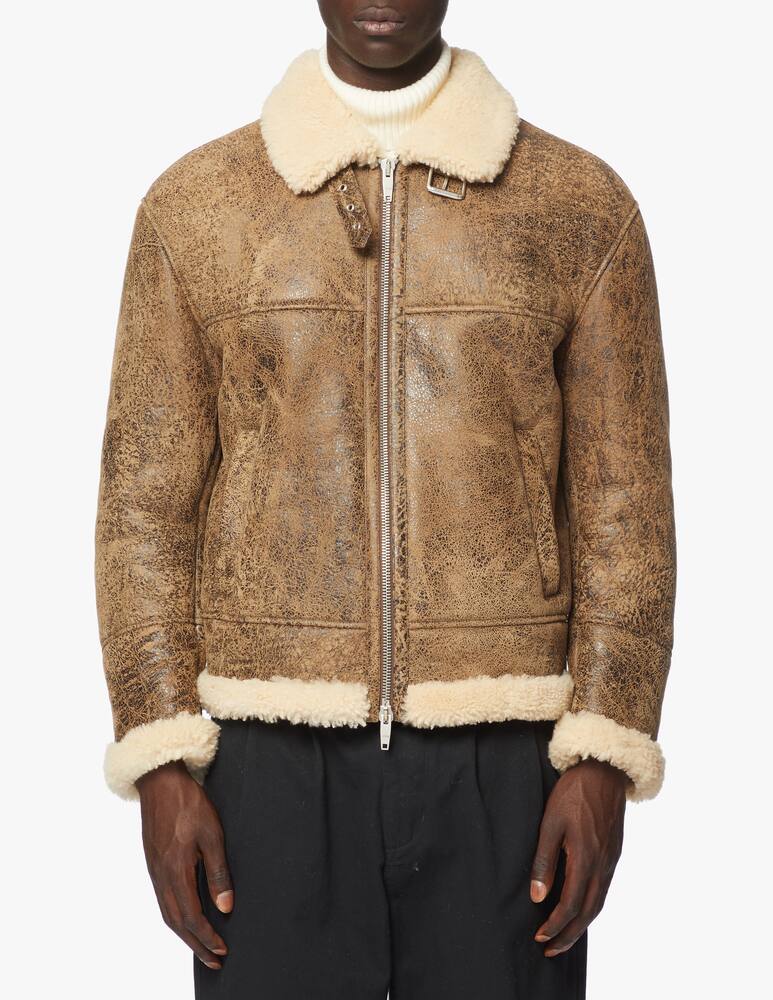 rinascente DROMe Giacca in pelle da aviatore con pelliccia - Marrone