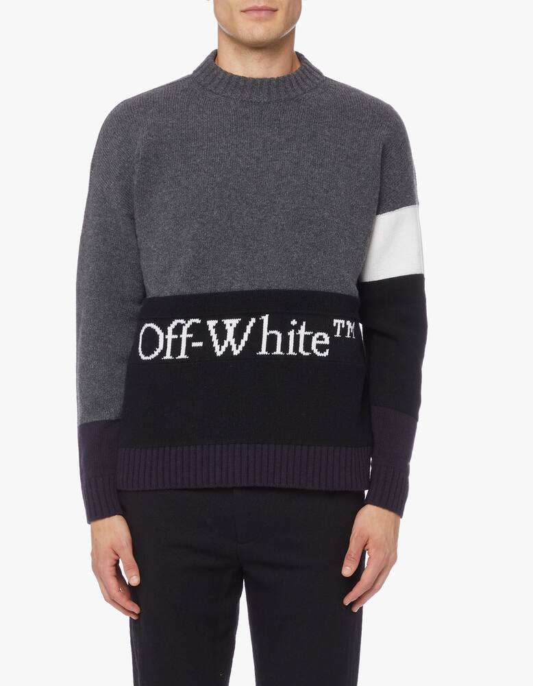 rinascente Off-White Virgin wool color blocked jumper