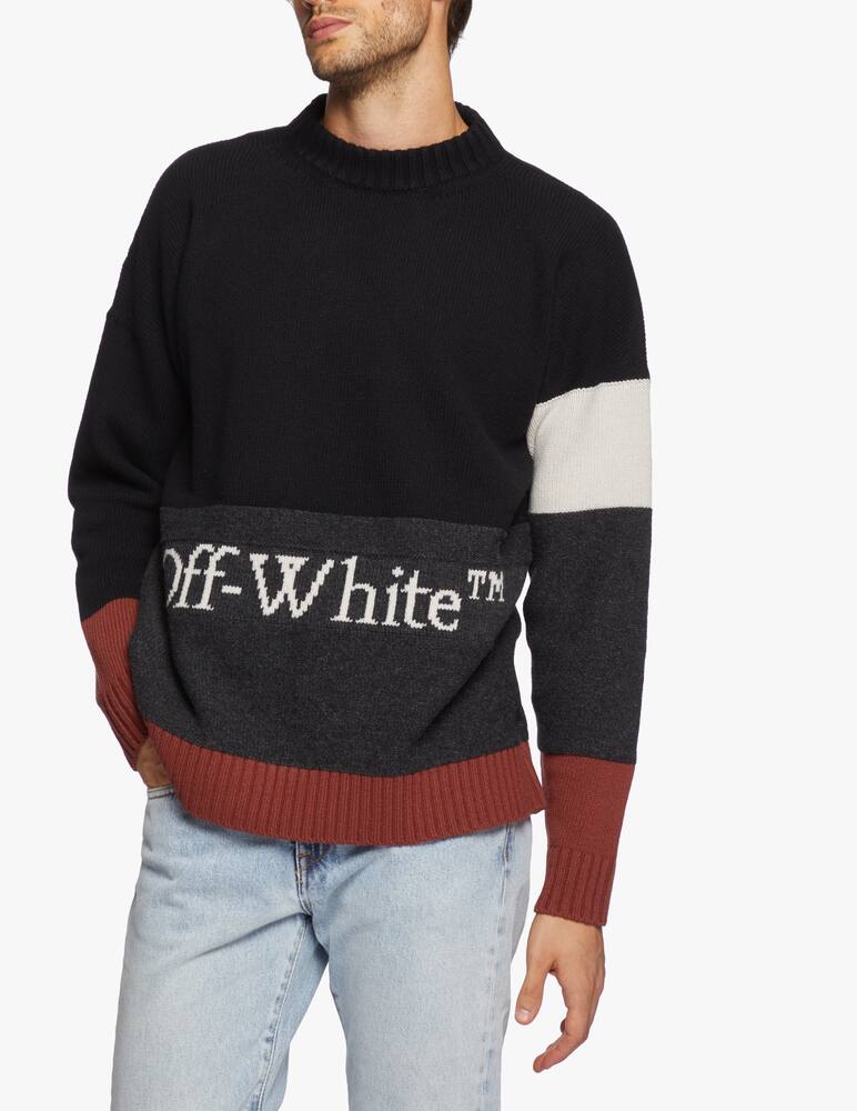 rinascente Off-White Maglione in lana vergine color block