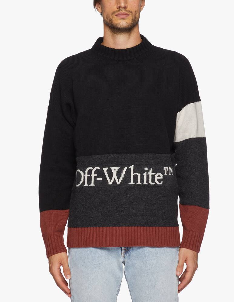 rinascente Off-White Maglione in lana vergine color block