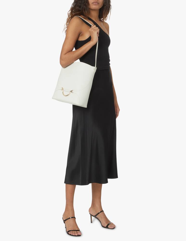 rinascente Borbonese Borsa a secchiello media in pelle - bianco