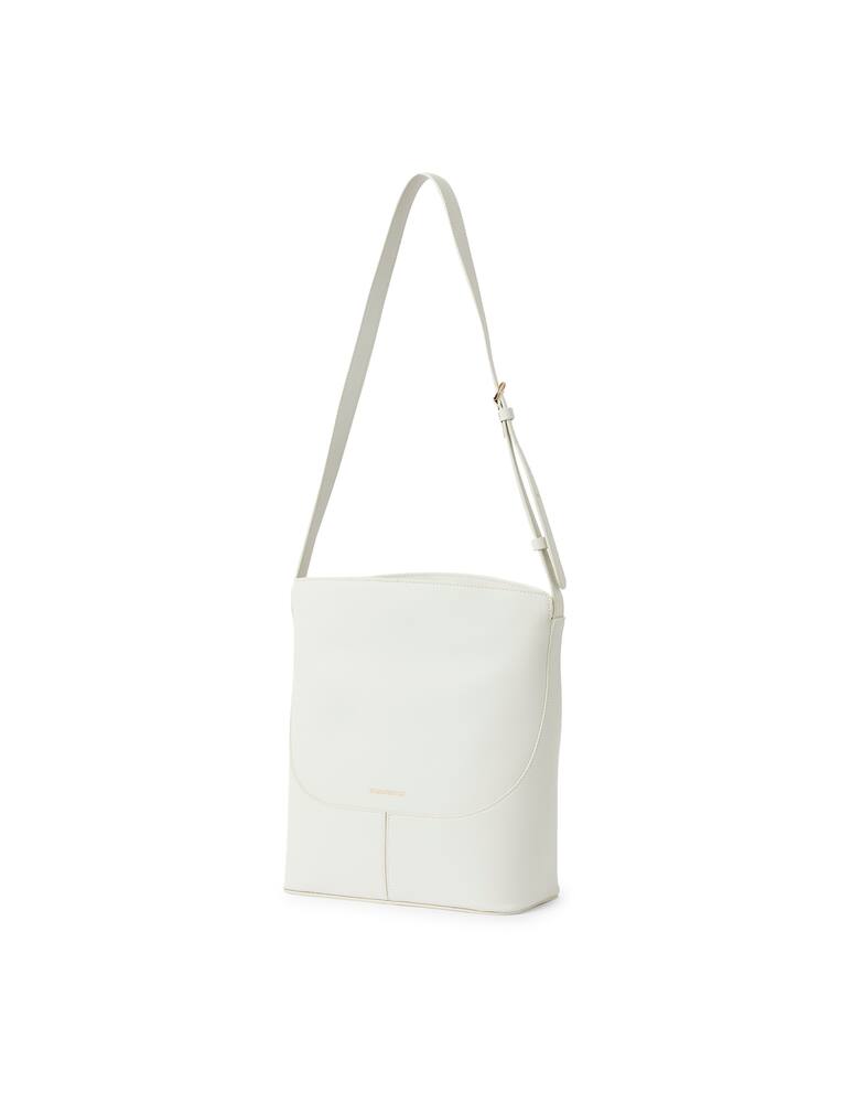 rinascente Borbonese Borsa a secchiello media in pelle - bianco