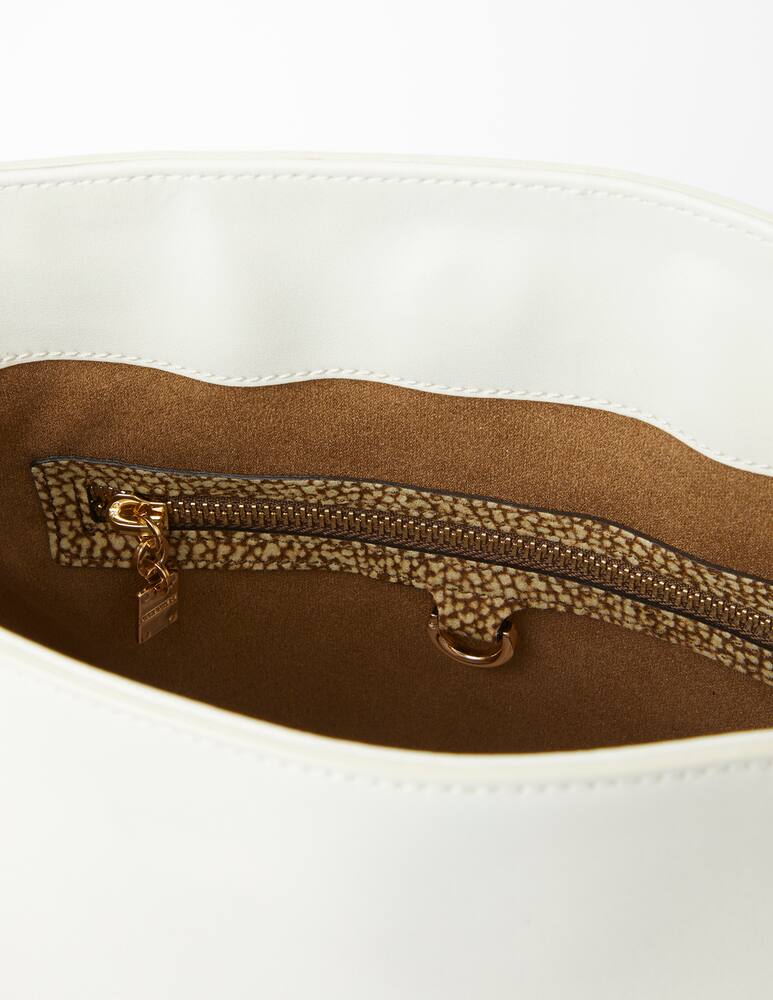 rinascente Borbonese Borsa a secchiello media in pelle - bianco