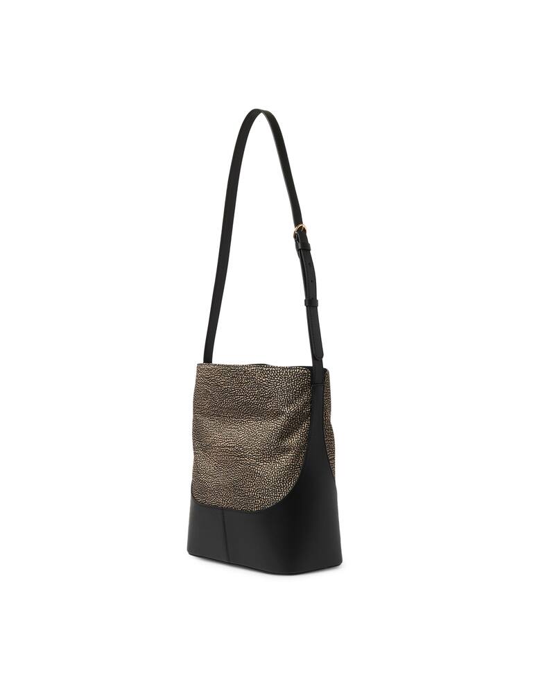 rinascente Borbonese Borsa a secchiello media in pelle - nero