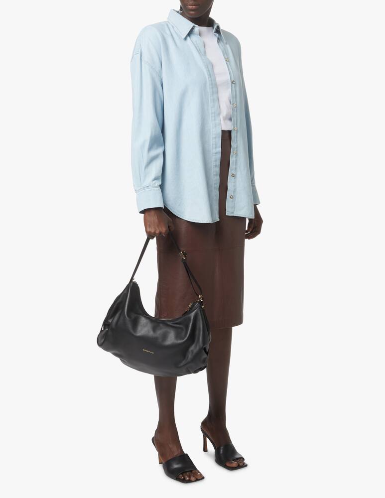 rinascente Borbonese Leather medium hobo bag - black