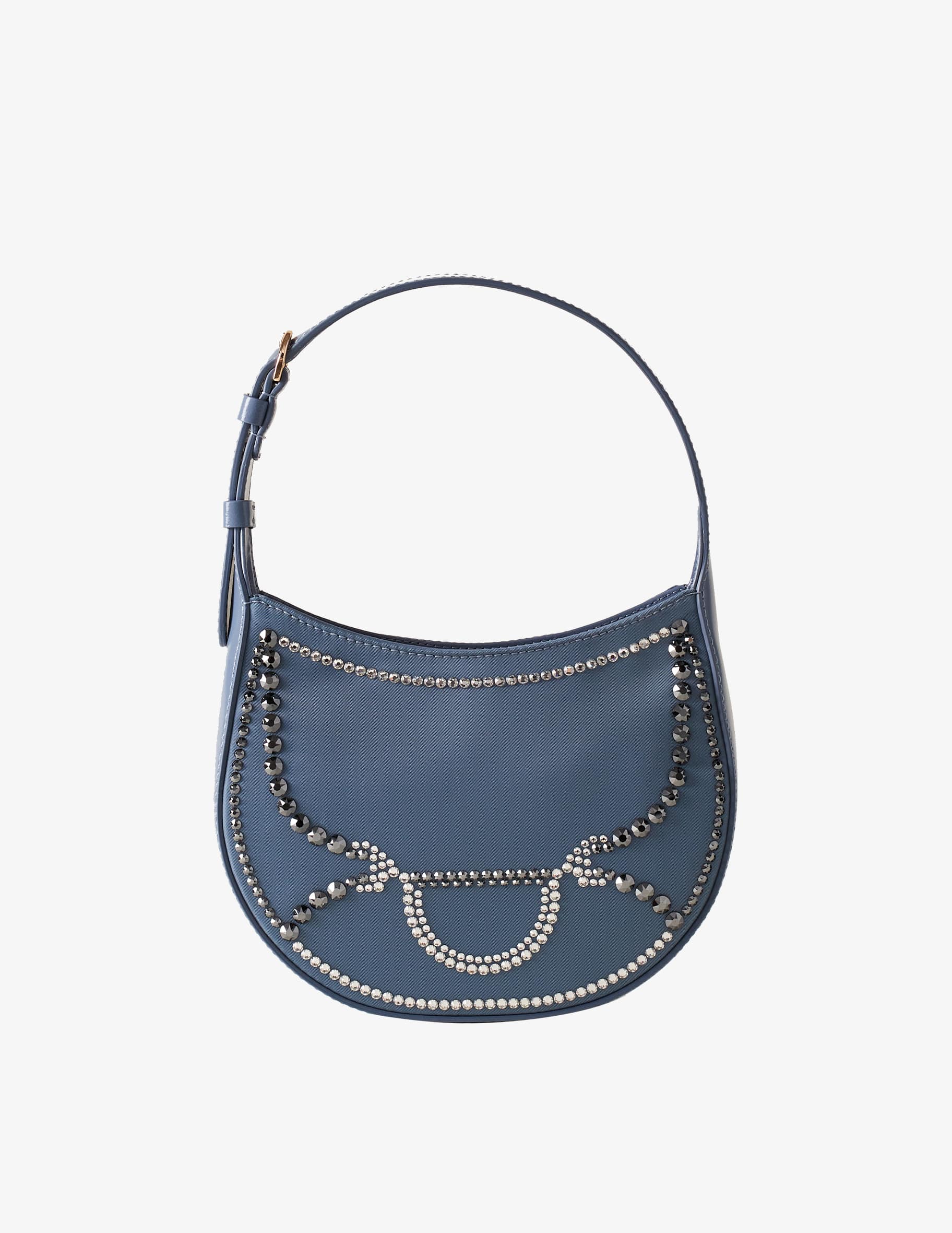 Shop Borbonese Swarovski x Borbonese Hobo 110 bag mini - Blue on Rinascente
